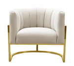 Magnolia Cream Velvet/Gold Finish Metal Accent Chair