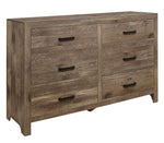 Mandan Weathered Pine Wood 6-Drawer Dresser