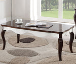 Mathias Walnut/White Wood Coffee Table with Scrolled Apron