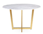 Maxim Gold Steel Dining Table with White Marble Top