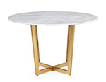 Maxim Gold Steel Dining Table with White Marble Top