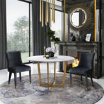 Maxim Gold Steel Dining Table with White Marble Top