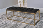 Mayeso Dark Grey Velvet/Gold Finish Metal Bench