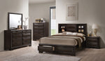 Merveille Espresso Wood King Bed with Storage