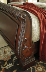 North Shore Dark Brown Wood King Sleigh Bed (Oversized)