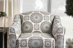 Misty Blue Woven Fabric Floral Chair