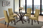 Mohini 2 Mustard Green Linen/Espresso Wood Side Chairs