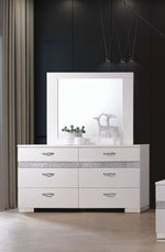 Naima II White High Gloss Wood Frame Mirror