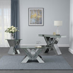 Naomi Contemporary Mirrored End Table with Clear Glass Top