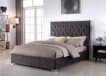 Natasha Dark Grey Velour/Silver Metal Cal King Bed (Oversized)