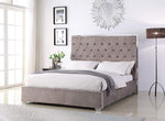 Natasha Light Grey Velour/Silver Metal Cal King Bed (Oversized)