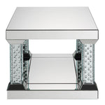 Nysa Mirror/Glass Coffee Table with Faux Crystals Inlay