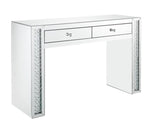 Nysa Mirrored 2-Drawer Vanity Desk with Faux Crystal Inlay