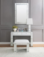 Nysa Mirrored 2-Drawer Vanity Desk with Faux Crystal Inlay