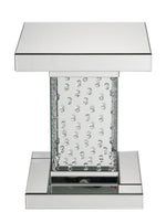 Nysa Mirrored End Table with Faux Crystals Inlay