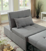 Oona Gray Linen-Like Fabric Futon Sofa