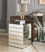 Osma Mirror/Gold Wood Square End Table