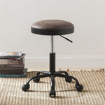 Ouray 2 Vintage Mocha PU Leather/Black Metal Stools