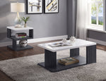 Pancho Gray/White Wood Coffee Table with Bottom Shelf