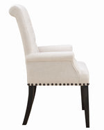 Phelps Beige Fabric/Smokey Black Wood Arm Chair