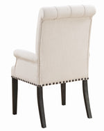 Phelps Beige Fabric/Smokey Black Wood Arm Chair