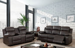 Pondera Brown Leatherette Manual Recliner Sofa