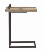 Qadim Weathered Pine Wood/Dark Bronze Metal Snack Table