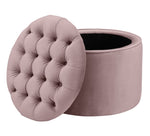 Queen Blush Velvet Storage Ottoman