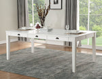 Renske Antique White Wood Rectangular Dining Table with 6 Drawers