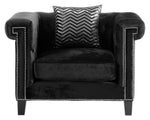 Reventlow Black Velvet Chair with Accent Pillow