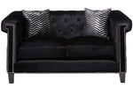 Reventlow Black Velvet Loveseat with Accent Pillows