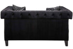 Reventlow Black Velvet Loveseat with Accent Pillows