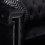 Reventlow Black Velvet Loveseat with Accent Pillows