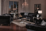 Reventlow Black Velvet Loveseat with Accent Pillows