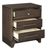 Brueban Gray Wood 3-Drawer Nightstand