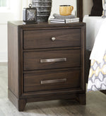 Brueban Gray Wood 3-Drawer Nightstand