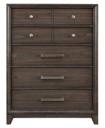 Brueban Gray Wood 5-Drawer Chest