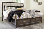 Brueban Gray Wood Cal King Storage Bed