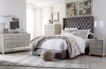 Coralayne Gray Faux Leather King Bed (Oversized)