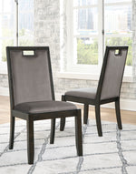 Hyndell 2 Gray/Dark Brown Wood Side Chairs