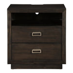 Hyndell Dark Brown Wood 2-Drawer Nightstand