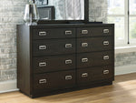 Hyndell Dark Brown Wood 8-Drawer Dresser