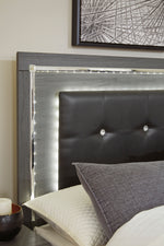 Lodanna Gray Wood Full Panel Bed with LED