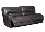 McCaskill Gray Leather 2-Seat Manual Recliner Sofa (Oversized)