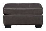 Morelos Gray Leather Ottoman