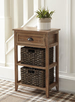 Oslember Light Brown Accent Table with Baskets