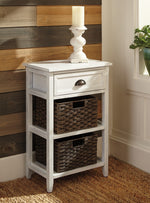 Oslember White Accent Table with Baskets