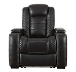 Party Time Midnight Faux Leather Power Recliner