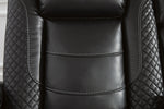 Party Time Midnight Faux Leather Power Recliner