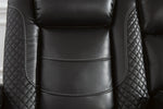 Party Time Midnight Faux Leather Power Recliner Loveseat